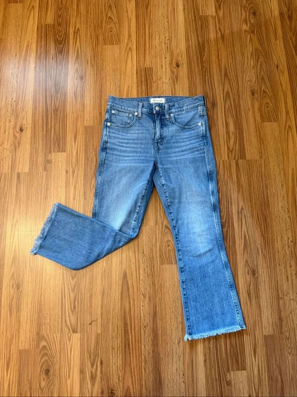 Madewell Womens High Rise Frayed Hem Cali Demi-Boot Denim Jeans Blue Size 27P